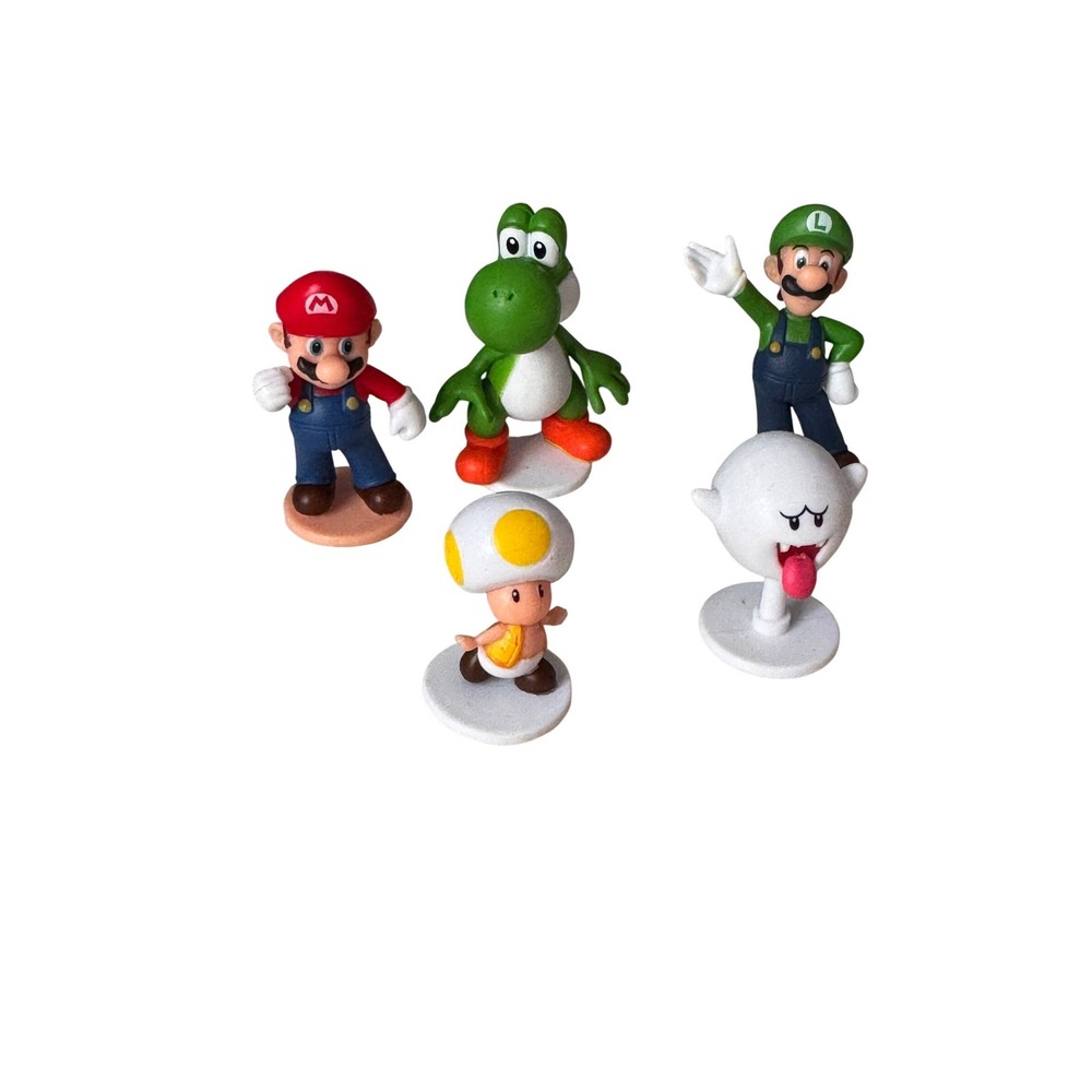Nintendo Super Mario Bros Mini Figure Set Mario Luigi Yoshi Toad Boo 5pc‎ Lot